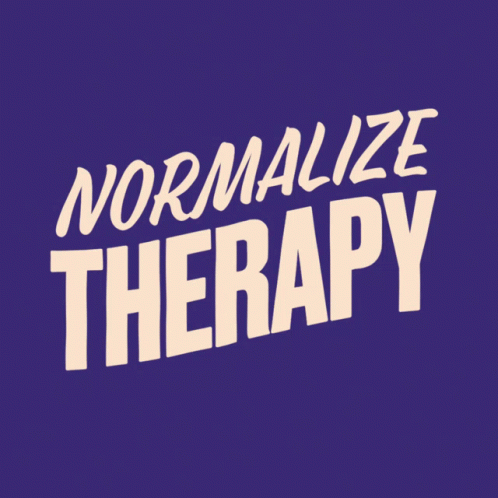 A Purple Background With The Words Normalize Therapy Written On It GIF