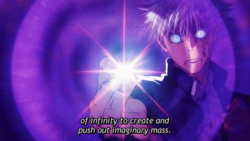 A Purple Background With The Words Of Infinity To Create And Push Out Imaginary Mass Written On It GIF