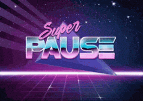 A Purple Background With The Words Super Pause Written On It GIF