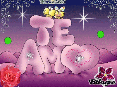 A Purple Background With The Words Te Amo Written In Pink GIF
