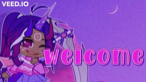 A Purple Background With The Words Welcome And A Unicorn GIF