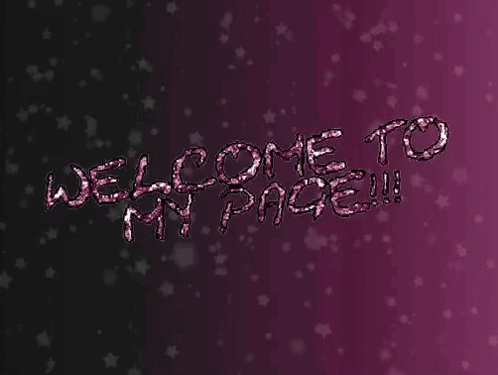 A Purple Background With The Words Welcome To My Page Written In Pink GIF