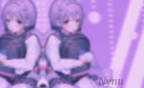 A Purple Background With Two Anime Girls And The Word Nynu GIF