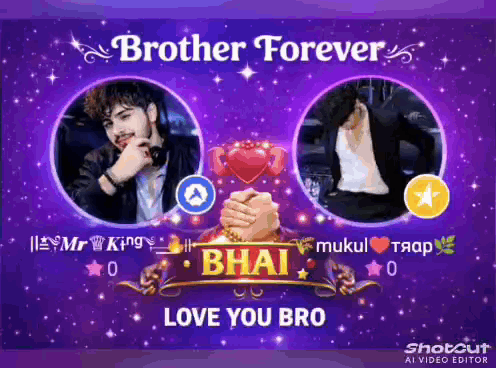 A Purple Background With Two Pictures Of A Man And The Words Brother Forever GIF