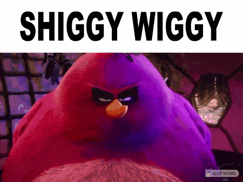 A Purple Bird From The Angry Birds Movie Says Shiggy Wiggy GIF