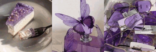 A Purple Butterfly Sits On Top Of A Bottle Of Perfume GIF