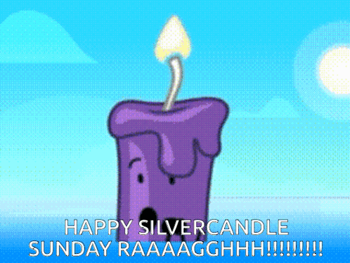 A Purple Candle Says Happy Silver Candle Sunday Raaaagghh GIF