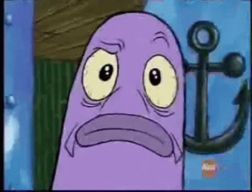 A Purple Cartoon Character From Spongebob Squarepants Is Making A Sad Face . GIF