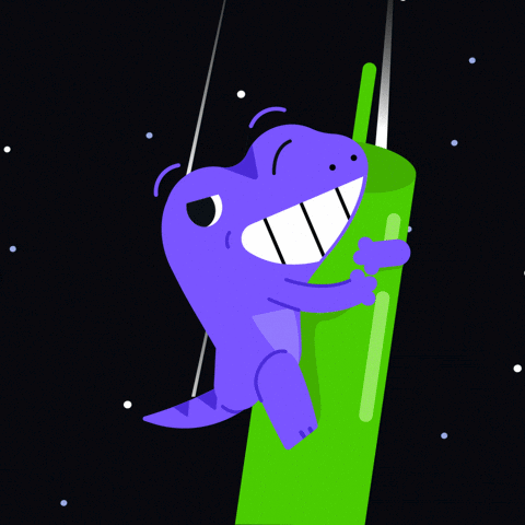 A Purple Dinosaur Is Holding A Green Object With A Green Straw GIF