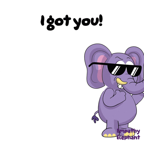 A Purple Elephant Wearing Sunglasses With The Words I Got You Below It GIF