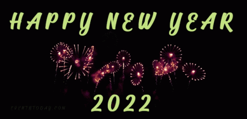 A Purple Fireworks Display With The Words Happy New Year 2022 Below It GIF