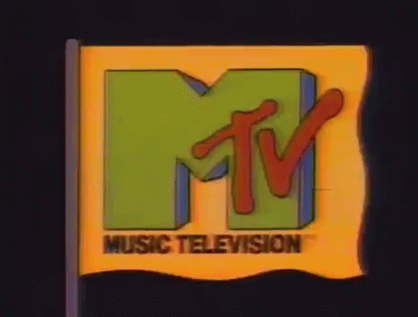 A Purple Flag With A Yellow Mtv Logo On It GIF