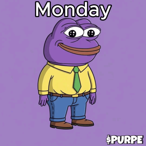 A Purple Frog In A Yellow Shirt And Tie With The Words Monday Fresh Start On The Bottom GIF
