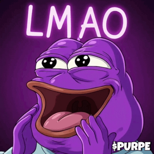 A Purple Frog With Its Tongue Out And The Words Lmao Behind It GIF