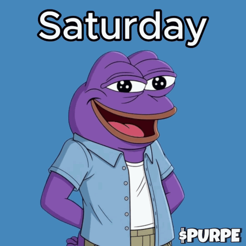 A Purple Frog With The Words Saturday Chill On The Bottom GIF