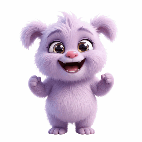 A Purple Furry Cartoon Character With Big Eyes GIF