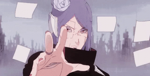 A Purple Haired Anime Girl Is Making A Hand Gesture With Her Hand . GIF