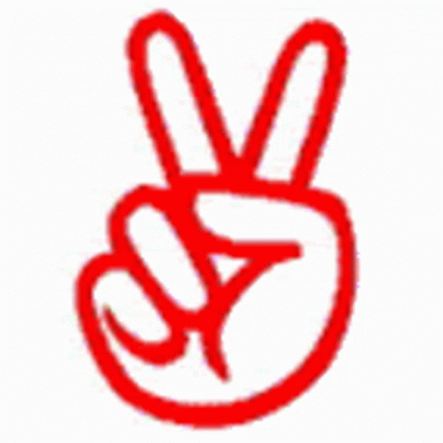 A Purple Hand Giving A Peace Sign On A White Background . GIF