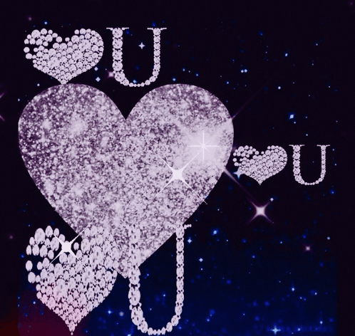 A Purple Heart With The Letter U Written On It GIF
