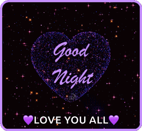 A Purple Heart With The Words Good Night Love You All On It GIF