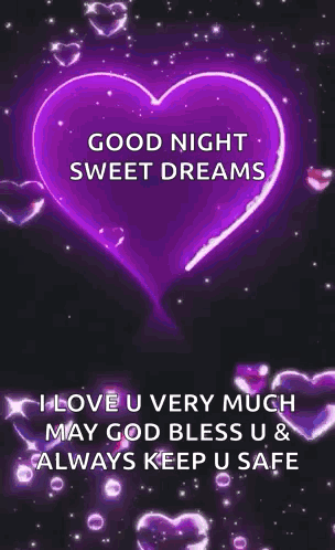 A Purple Heart With The Words `` Good Night Sweet Dreams '' On It . GIF