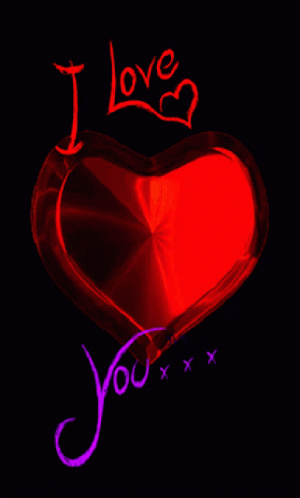 A Purple Heart With The Words I Love You Written On It GIF