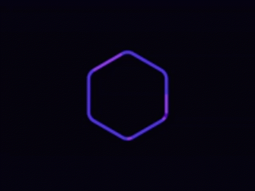 A Purple Hexagon On A Black Background With A Circle In The Middle . GIF