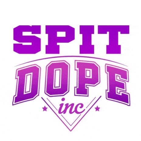 A Purple Logo For Spit Dope Inc GIF