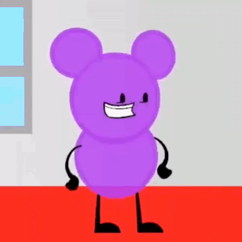A Purple Mickey Mouse Is Standing On A Red Carpet . GIF