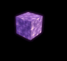A Purple Minecraft Block Is Glowing In The Dark GIF