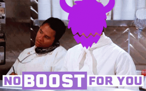Purple Monster With Horns Behind Noboost Sign GIF
