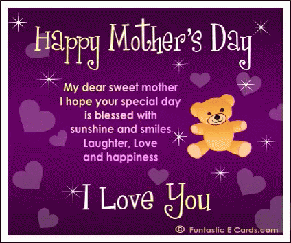 A Purple Mother 'S Day Card With A Teddy Bear GIF