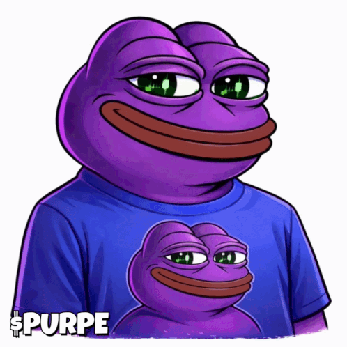A Purple Pepe The Frog Wearing A Blue Shirt GIF