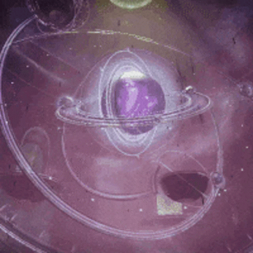 A Purple Planet With A Ring Around It In A Purple Background GIF