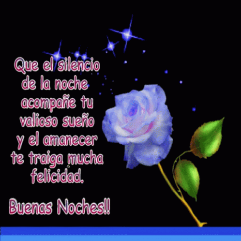 A Purple Rose Is On A Black Background With Spanish Writing GIF
