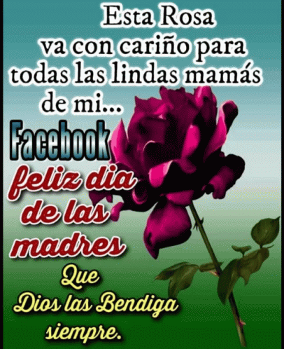 A Purple Rose Is On A Green Background With The Words Esta Rosa Va Con Cariño Para Todas Las Lindas Mamas De Mi GIF