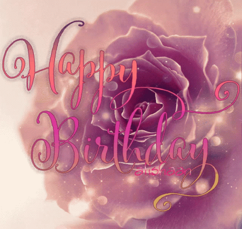 A Purple Rose With The Words Happy Birthday Written On It GIF