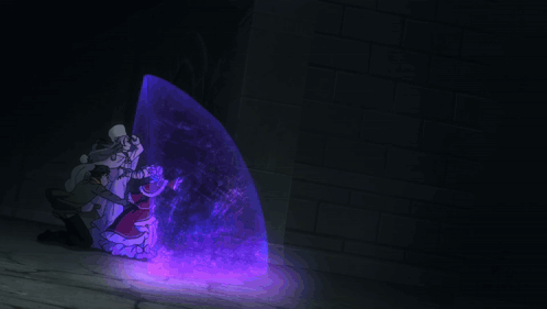 A Purple Shield Is Being Thrown By A Person GIF