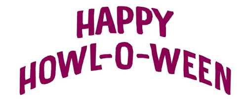 a purple sign that says happy howl-o-ween on a white background