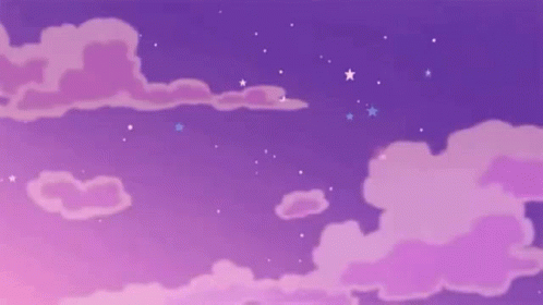 A Purple Sky With Clouds And Stars In It GIF