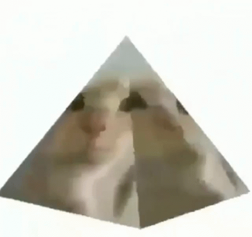A Pyramid With A Cat 'S Face On Top Of It . GIF