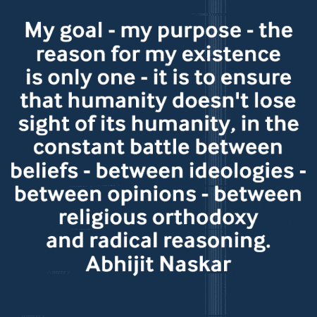 A Quote From Abhijit Naskar Is Displayed On A Blue Background GIF