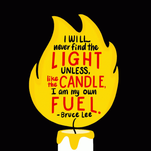 A Quote From Bruce Lee Is On A Yellow Background GIF