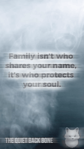 A Quote From The Quiet Back Bone That Says Family Isn T Who Shares Your Name It 'S Who Protects Your Soul GIF