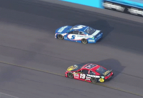 A Race Car With The Number 19 On The Front GIF