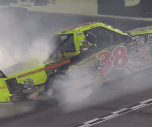 a race car with the number 38 on the side of it