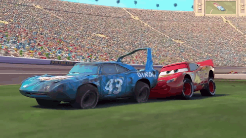 A Race Car With The Number 43 On The Side Of It GIF