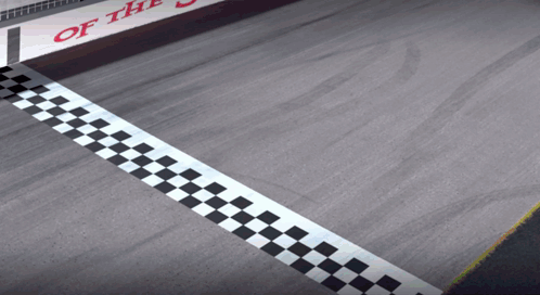 A Race Track With A Checkered Finish Line And A Sign That Says " Of The " GIF