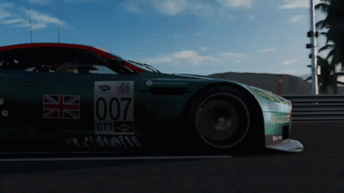 A Racing Car With The Number 007 On The Side GIF