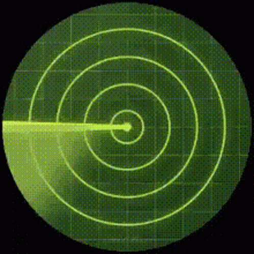 A Radar Screen Shows A Yellow Circle In The Middle Of The Screen GIF